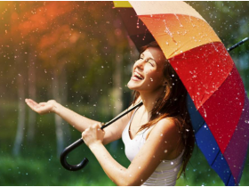 enjoying in umbrella