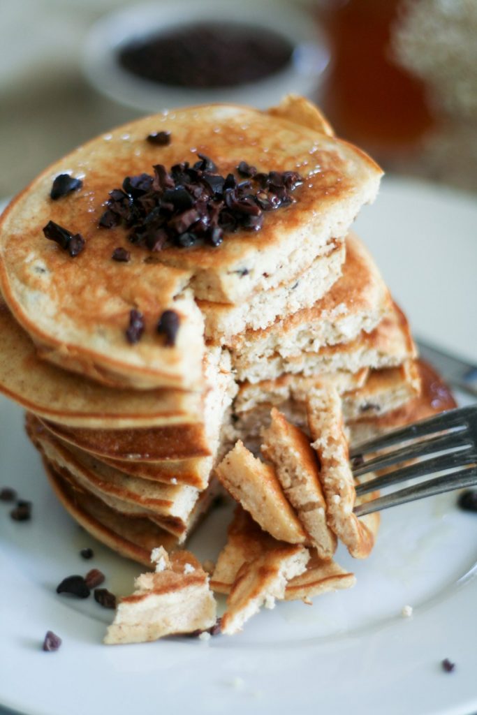 Coconut and Cacao Pancake Tower